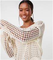 Women's Stone Sequin Crochet Jumper Pink Vanilla New Look