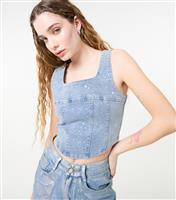 Women's Blue Diamante Corset Top Pink Vanilla New Look