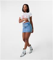Women's Blue Belted Mini Denim Skirt Pink Vanilla New Look