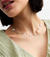 Silver Tone Bow Charm Necklace New Look