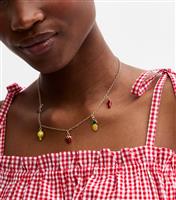 Gold Tone Fruit Charm Necklace New Look