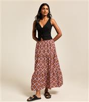 Women's Orange Diamond print Tiered Midi Skirt New Look