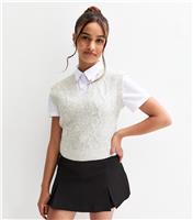 Girls' Grey Cable Knit School Vest New Look