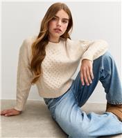 Girls' Cream Cable Knit Jumper New Look