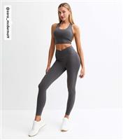 Women's by Zara McDermott Dark Grey Stretch Crossover Waist Leggings Rise New Look