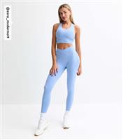 Women's by Zara McDermott Light Blue Stretch Crossover Waist Leggings Rise New Look