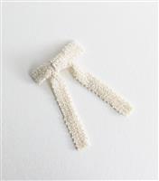 Cream Bead Embellished Bridal Bow Hair Clip New Look