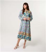 Women's Multicoloured Floral Print Midi Dress Blue Vanilla New Look