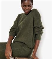 Women's Dark Khaki Waffle Knit Batwing Jumper Apricot New Look