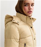 Girls' Cream Padded Hooded Jacket New Look