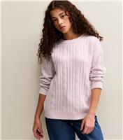Girls' Lilac Slouchy Cable Knit Jumper New Look