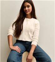 Girls' Cream Cable Knit Cardigan New Look