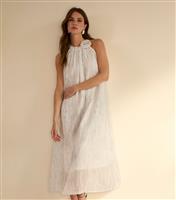 Women's Off White Rose Detail Halter Neck Dress Blue Vanilla New Look