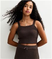 Girls' Dark Brown Teddy Cami Top New Look
