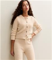 Girls' Cream Slubby Knit Teddy Cardigan New Look