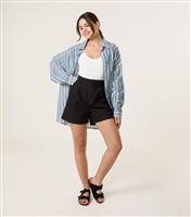 Women's Black Pleated Shorts Blue Vanilla New Look