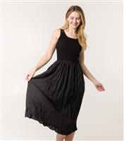 Women's Black Crinkled Midi Dress Blue Vanilla New Look