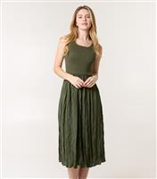 Women's Dark Khaki Crinkled Midi Dress Blue Vanilla New Look