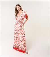 Women's Bright Orange Tropical Print Wrap Jumpsuit Blue Vanilla New Look