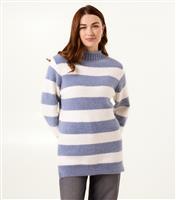 Women's Blue Striped High Neck Jumper Blue Vanilla New Look