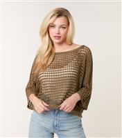 Women's Khaki Open Knit Jumper Blue Vanilla New Look