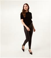 Women's Black Faux Leather High Waisted Trousers Blue Vanilla New Look
