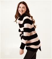 Women's Black Striped High Neck Jumper Blue Vanilla New Look