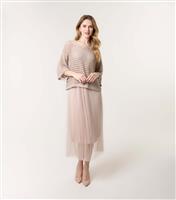 Women's Beige Crochet Pleated Dress Blue Vanilla New Look