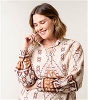 Women's Curve Stone Geometric Print Shirt Blue Vanilla New Look