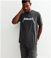 Men's Black Metallica Print T-Shirt Only and Sons New Look