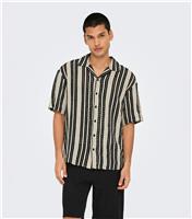 Men's Off White Textured Striped Shirt Only and Sons New Look