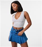 Women's Off White Cherry Lace Crop Top Pink Vanilla New Look