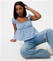 Women's Blue Milkmaid Crop Top Pink Vanilla New Look
