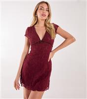 Women's Burgundy Lace Mini Dress Pink Vanilla New Look