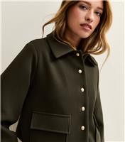 Women's Dark Khaki Multi Button Shacket Jacket New Look