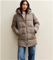 Women's Mink Midi Length Puffer Jacket New Look