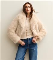 Women's Cream Faux Fur Coat New Look