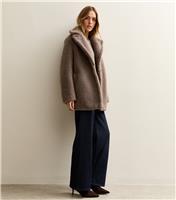 Women's Mink Collared Long Sleeve Borg Coat New Look