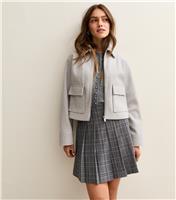 Women's Petite Grey Zip Up Shacket New Look