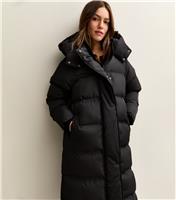 Women's Petite Black Longline Tiered Puffer Jacket New Look