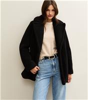 Women's Tall Black Borg Coat New Look