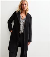 Women's Tall Black Unlined Open Long Coat New Look