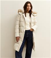 Women's Tall Off White Hooded Puffer Jacket New Look