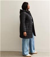 Women's Plus Size Black Padded Longline Puffer Jacket Curves New Look