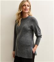 Women's Maternity Grey Side Slit Jumper New Look
