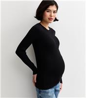 Women's Maternity Black Rib Crew Neck Jumper New Look