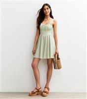 Women's Green Gingham Check Milkmaid Mini Dress New Look