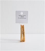 Pack of 6 Gold Tone Textured Bangles New Look