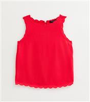 Women's Petite Red Linen Blend Scalloped Trim Vest New Look