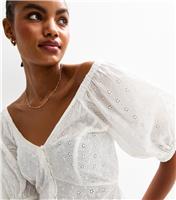 Women's Tall White Cotton Broderie Anglaise Blouse New Look